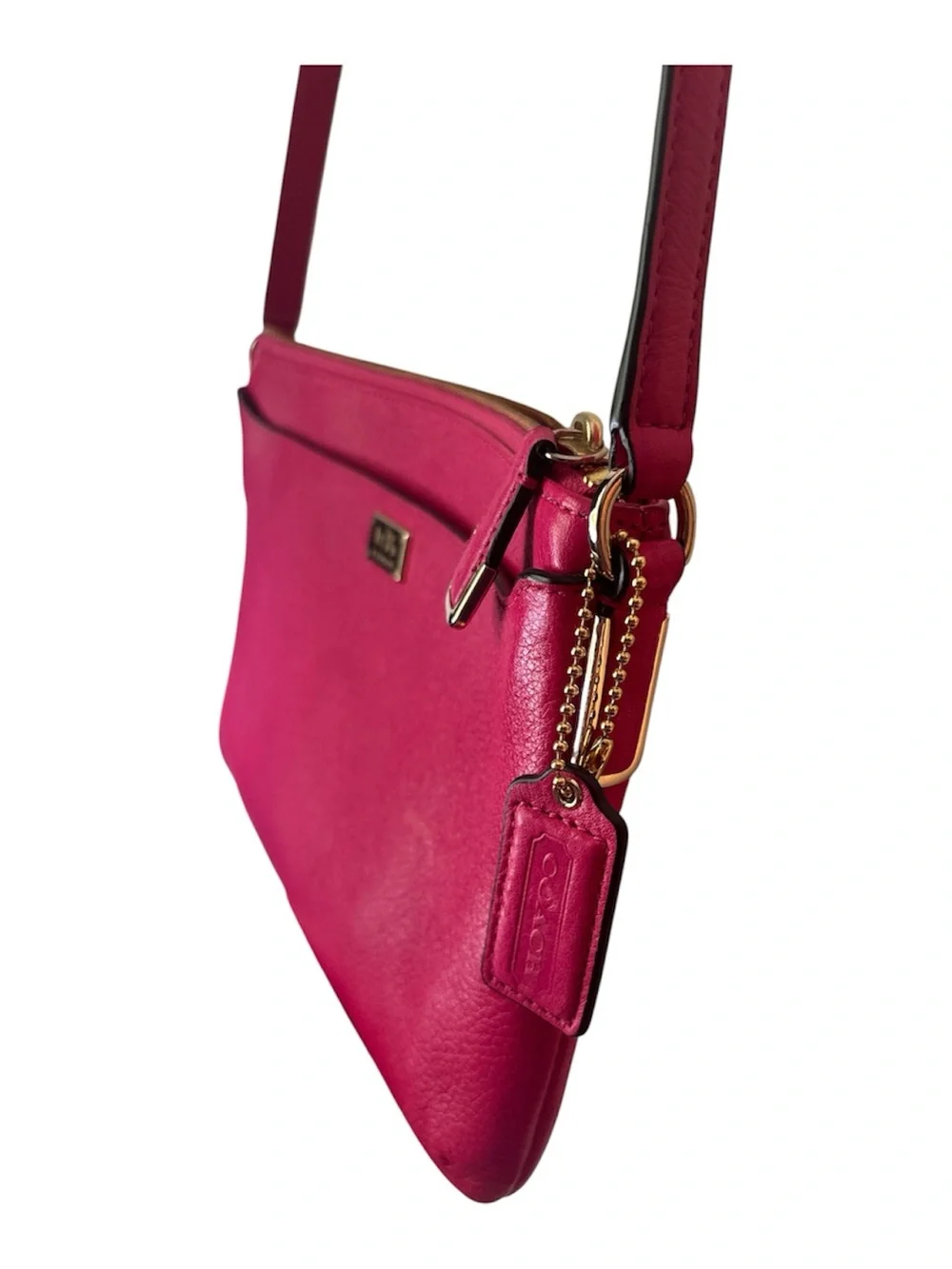 Coach Pebble Leather Crossbody - Fuchsia Pink with Gold Hardware